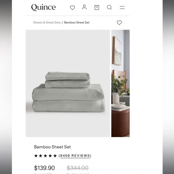 Quince Bamboo Sheet Set- EucalyptusKing